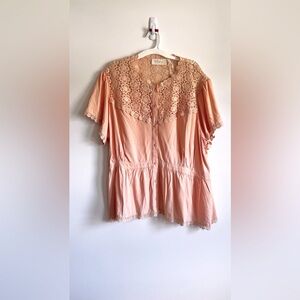 La Bellum Hillary Scott 3X Lace Peach Women's Top